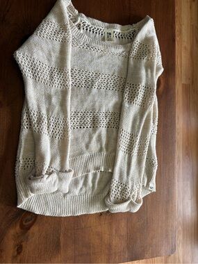 💥Buy 2 Get 1 Free💥 Roxy Cream Open-Weave Scoop Neck Sweater